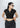 Black ribbed crop top for women, front view