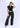 Black crop top with black cargo jeans, full length