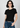 Black everyday top for women, front view