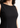 Round neck and textured fabric close-up, black top