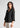Black textured shirt top, angled front view