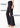 Black wide leg trousers, side view with feature labels