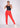 Bright red cotton legging, full-length view