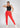 Bright red cotton legging, full-length pose