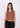 Brown ribbed tank top for women, front view