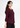 Burgundy plum textured V-neck top, angled front view