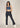 Charcoal flare pants for women, full-length view