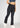 Charcoal flare pants, side view