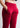 Cherry red bootcut pants, waistband close-up