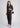 Cocoa brown shirt with black trousers, full-length office look