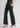 Dark olive cotton trousers for women, wide leg