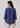 Dusty indigo linen top for women, back view