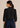 Flurr black bow tie neck top, back view
