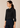 Flurr black bow tie neck top, left side view