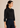 Flurr black bow tie neck top, right side view