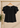 Flurr black Pearl Pleat Top with flutter sleeves displayed on hange