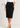Flurr black pencil skirt for women, front close-up featuring the fitted silhouette and comfortable elasticated belt