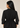 Back view of the black Waist Tie-up Shirt Top showing the collar, gathered waist, three-quarter sleeves and flared hem.