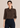 Flurr chocolate brown bow tie neck top, front view