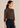 Flurr chocolate brown bow tie neck top, right side view