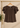 Flurr chocolate brown Pearl Pleat Top with flutter sleeves displayed on hanger