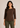 Flurr brown Mira asymmetrical top close up, cotton fabric and asymmetrical design detail