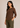 Flurr brown Mira asymmetrical top for women left side view, asymmetrical hem detail