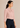 Flurr soft pink bow tie neck top, right side view