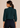 Flurr teal blue bow tie neck top, back view