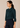 Flurr teal blue bow tie neck top, left side view