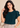 Flurr teal blue Pearl Pleat Top with flutter sleeves front close-up