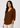 Flurr women’s chestnut brown pure linen top front close-up