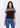 Grey-black boxy crop top for women, front view