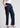 Navy pintuck trousers, angled front view