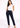 Navy straight pants for women in stretch cotton