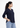 Navy V-neck top for women in textured fabric