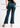 Ocean blue bootcut pants, back view