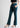 Ocean blue bootcut pants, side view