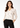 Off-white abstract print work top for women, front view