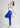 Royal blue cotton trousers, full-length pose
