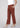 Rusty brown cotton trousers for women, wide leg